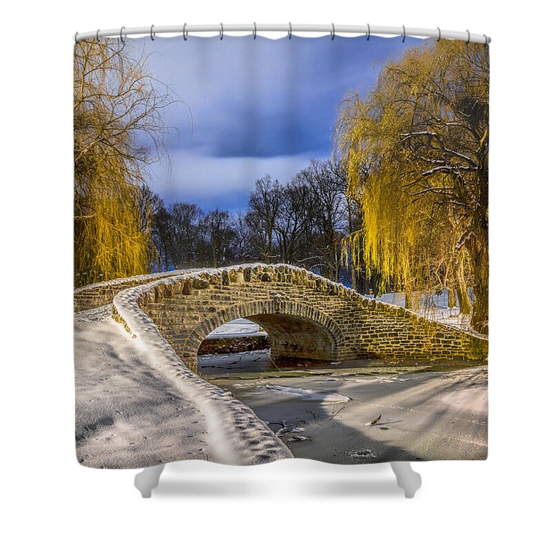 Stone Shower Curtain featuring the photograph Stone Bridge at Hiawatha by Rod Best
