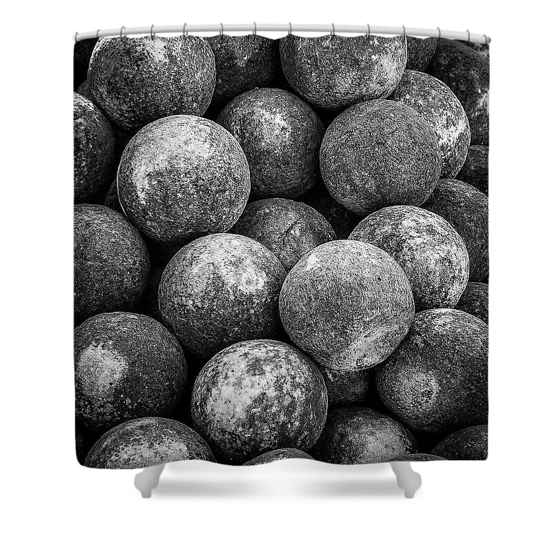 Cannonballs Shower Curtain featuring the photograph Stone Cannonballs by Rebecca Herranen