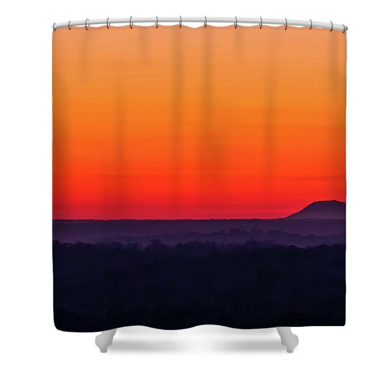 Stone Mountain Shower Curtain featuring the photograph Stone Mountain Sunrise by Doug Sturgess