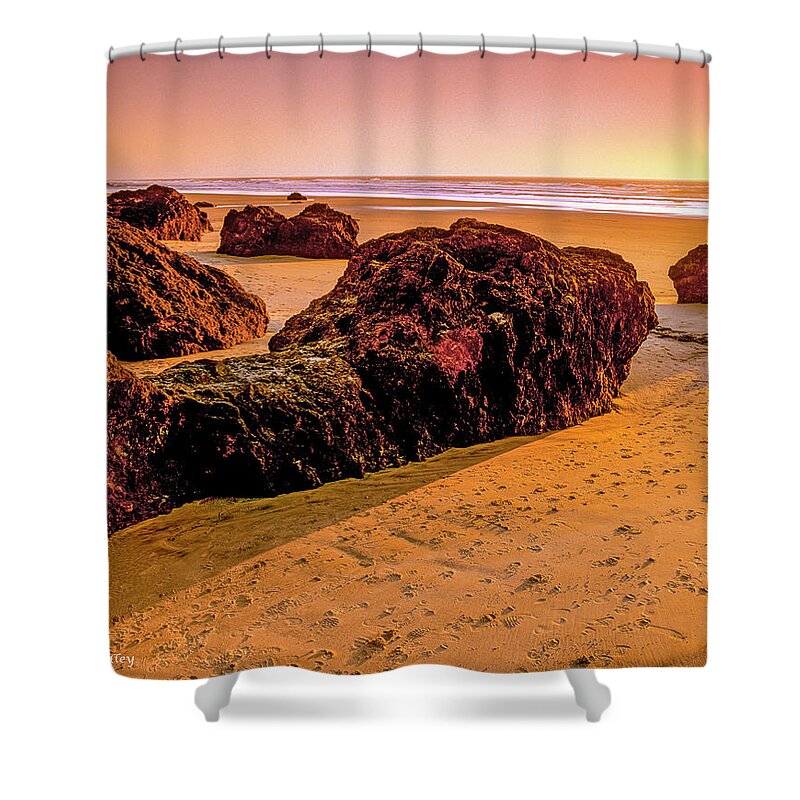 West Coast Shower Curtain featuring the photograph Stoney Beach by Randy Bradley