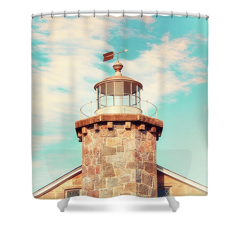 Stonington Lighthouse Shower Curtain featuring the photograph Stonington Lighthouse Vintage by Marianne Campolongo