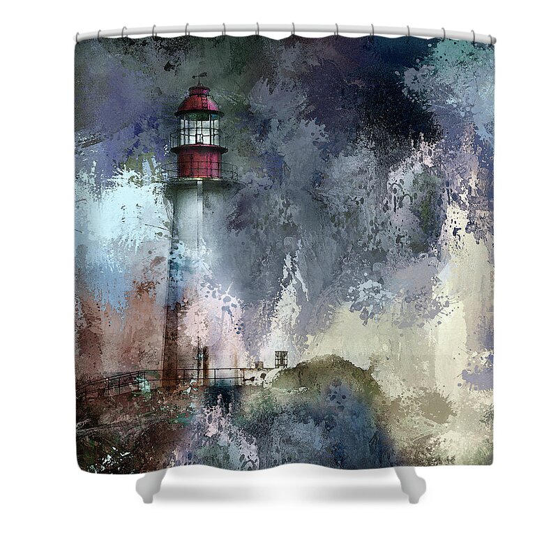 Lighthouse Shower Curtain featuring the photograph Storm At Point Atkinson Lighthouse by Theresa Tahara