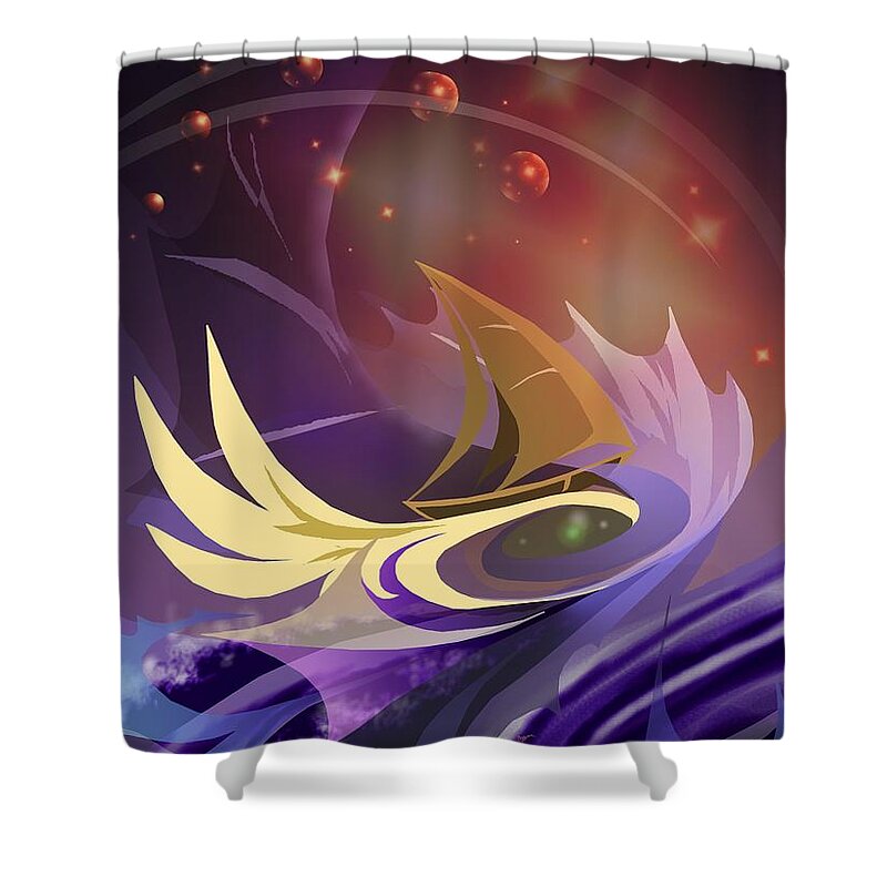 Ship Shower Curtain featuring the digital art Storm Breaking by Alice Chen