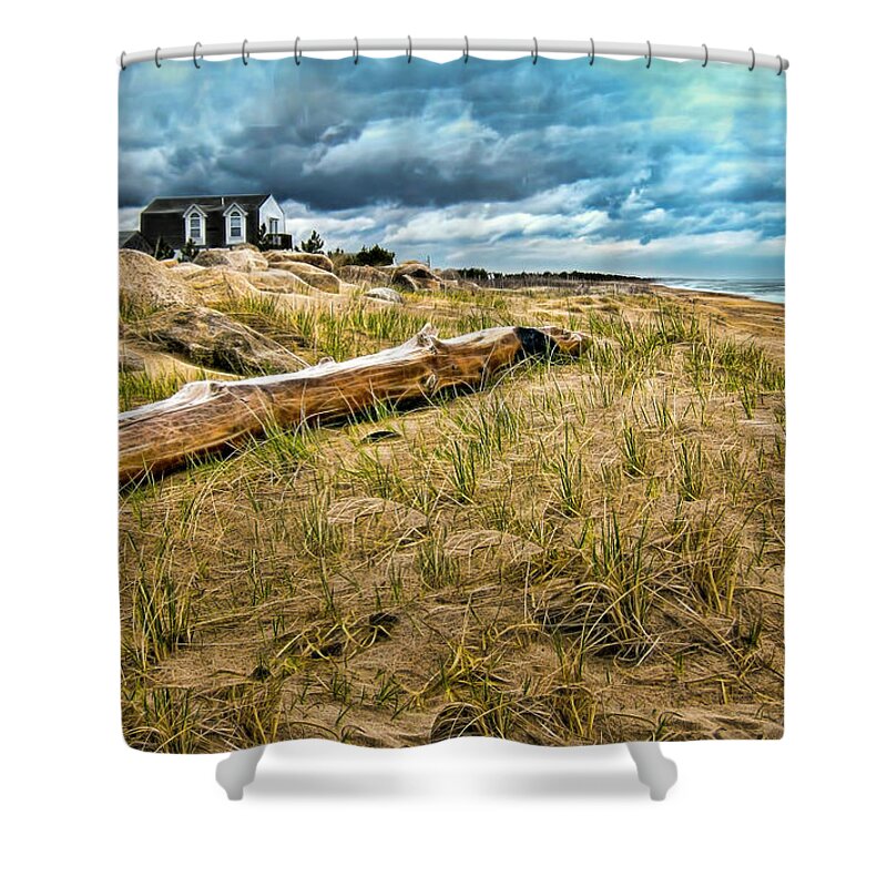 Ocean Shower Curtain featuring the photograph Storm clouds at beach by Cordia Murphy