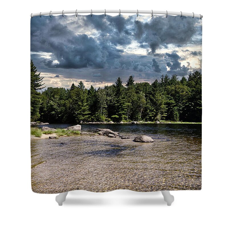 Lake Shower Curtain featuring the photograph Storm Clouds Over Richardson Lake Maine by Russel Considine