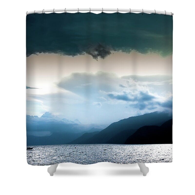 Guatemala Shower Curtain featuring the photograph Storm on Atitlan by Mark Gomez