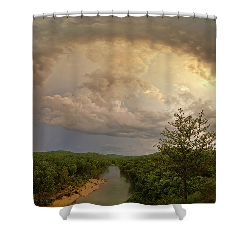 Storm Shower Curtain featuring the photograph Storm pass over the Current River by Robert Charity