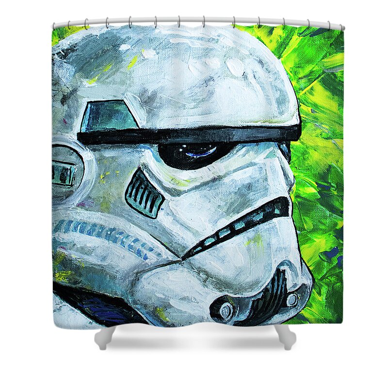 Star Wars Shower Curtain featuring the painting Storm Trooper by Aaron Spong