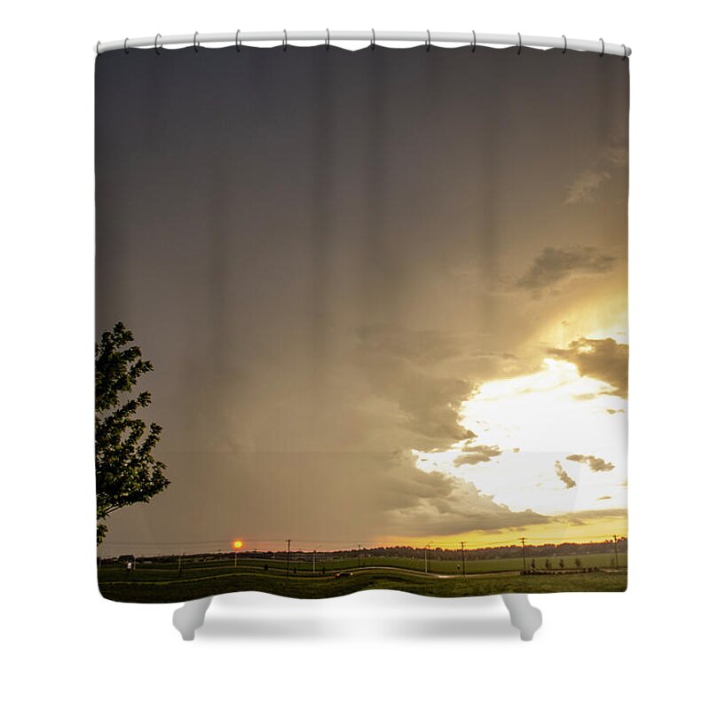 Nebraskasc Shower Curtain featuring the photograph Stormy July Nebraska Sunset 003 by NebraskaSC