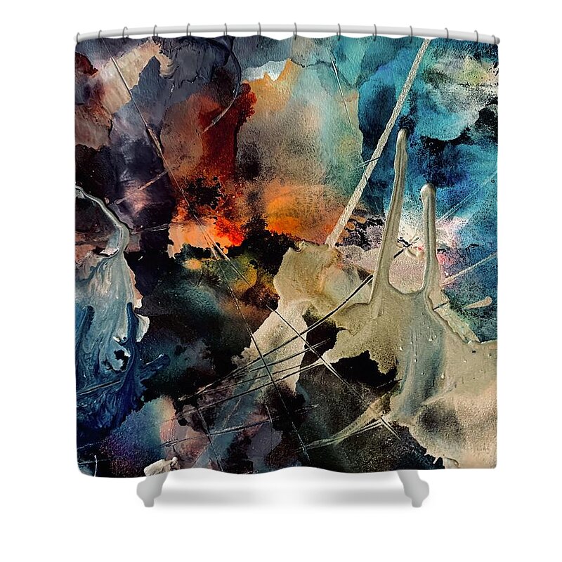 Abstract Shower Curtain featuring the painting Stormy Night by Tommy McDonell