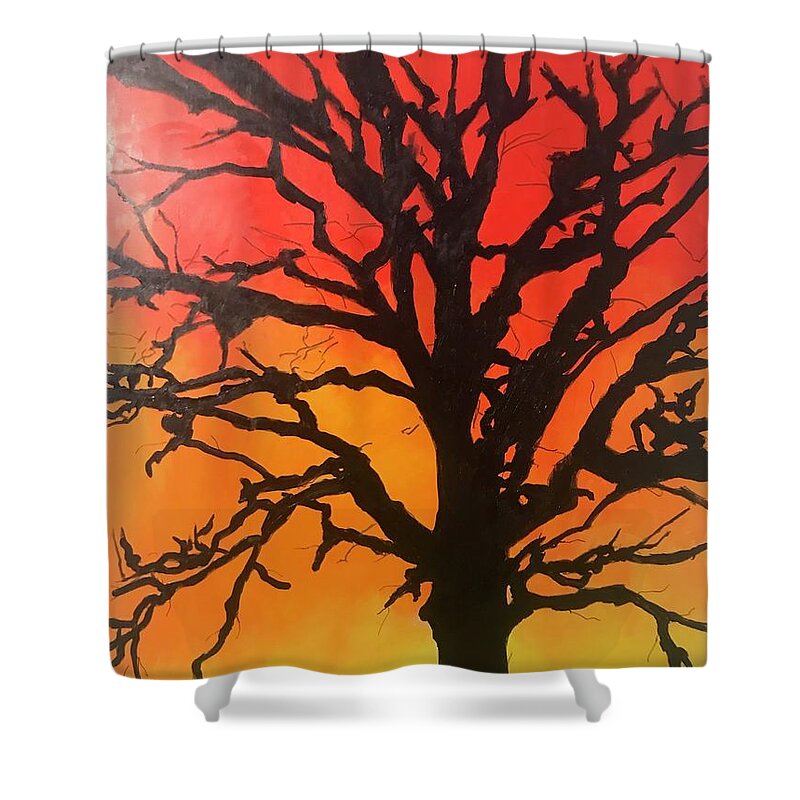  Shower Curtain featuring the mixed media Strange Fruit by Angie ONeal