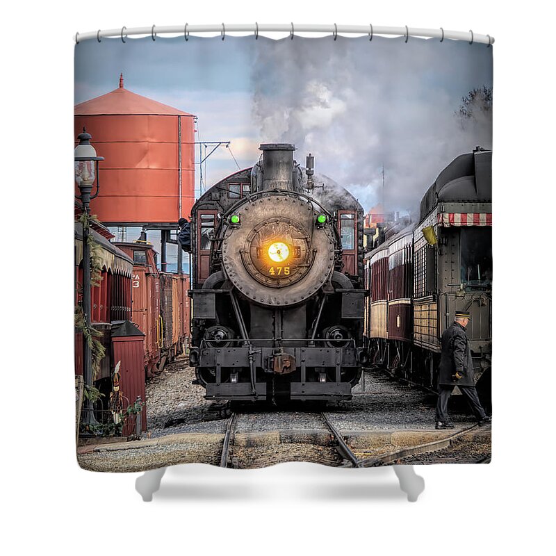 Locomotive Shower Curtain featuring the photograph Strasburg Locomotive 475 by Kristia Adams