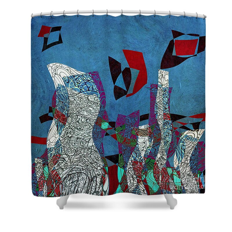Abstract Shower Curtain featuring the digital art Strattoria-01c6073b by Variance Collections
