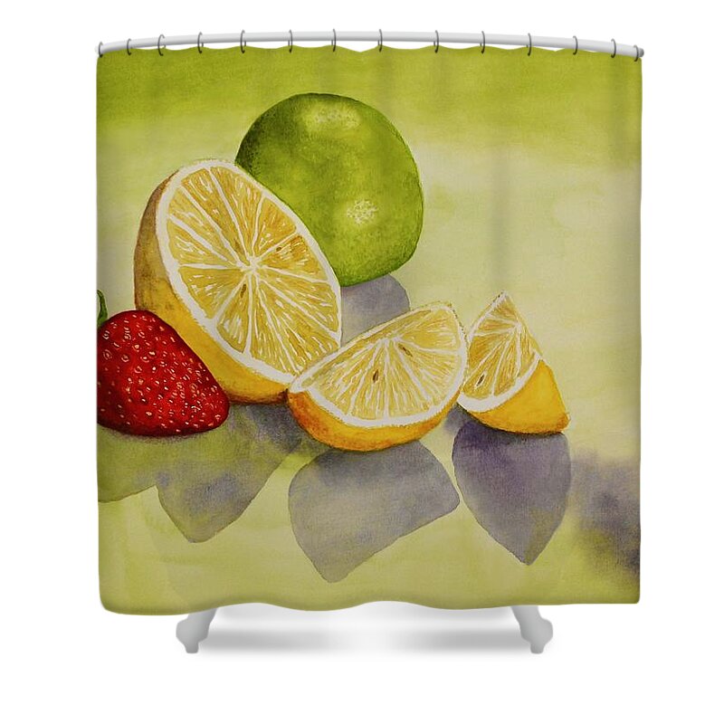 Kim Mcclinton Shower Curtain featuring the painting Strawberry Lemonade by Kim McClinton