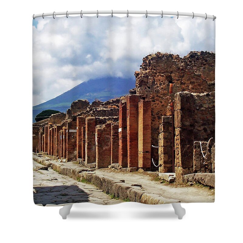 Road Shower Curtain featuring the photograph Street In Pompeii I by Debbie Oppermann