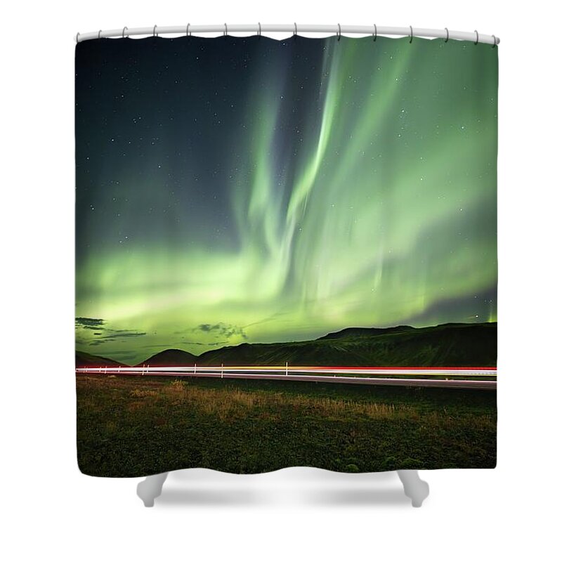 Iceland Shower Curtain featuring the photograph Street lights by Christopher Mathews