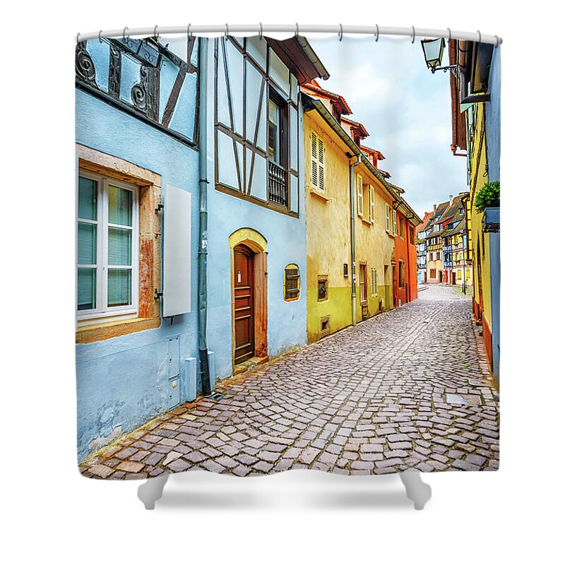 Alsace Shower Curtain featuring the photograph Street of Alsace, Colmar by Stefano Orazzini