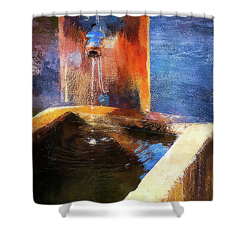 Street Shower Curtain featuring the photograph Street water fountain, Alsace by Tatiana Travelways