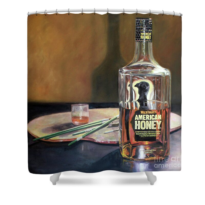 Bar Themed Painting Shower Curtain featuring the painting Stress Relief - Medicinal Therapy by Terri Meyer