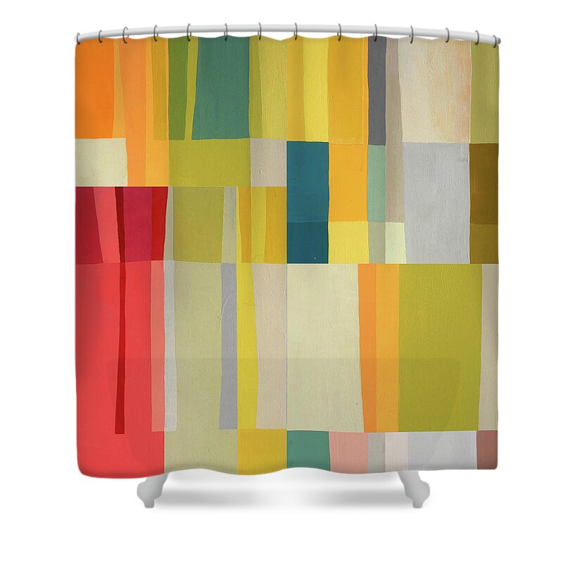 Abstract Art Shower Curtain featuring the painting Stripe Composite #7 by Jane Davies