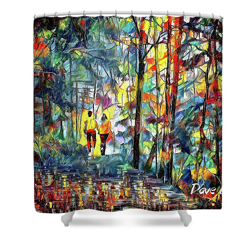 Fall Shower Curtain featuring the digital art Strolling Through the Colors by Dave Lee