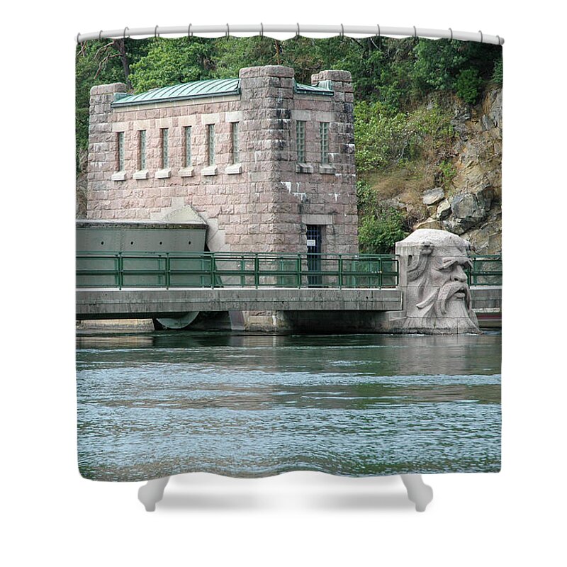 Engineering Shower Curtain featuring the photograph Stromkarlen--Water Sprite in Trollhattan Sweden by Mary Lee Dereske