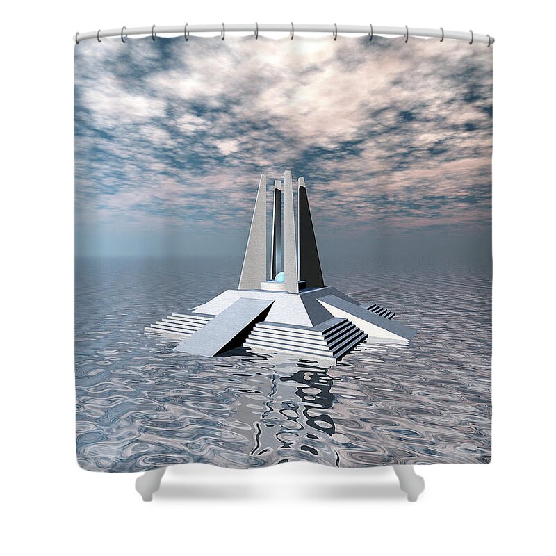 Atlantis Shower Curtain featuring the digital art Structural Tower of Atlantis by Phil Perkins