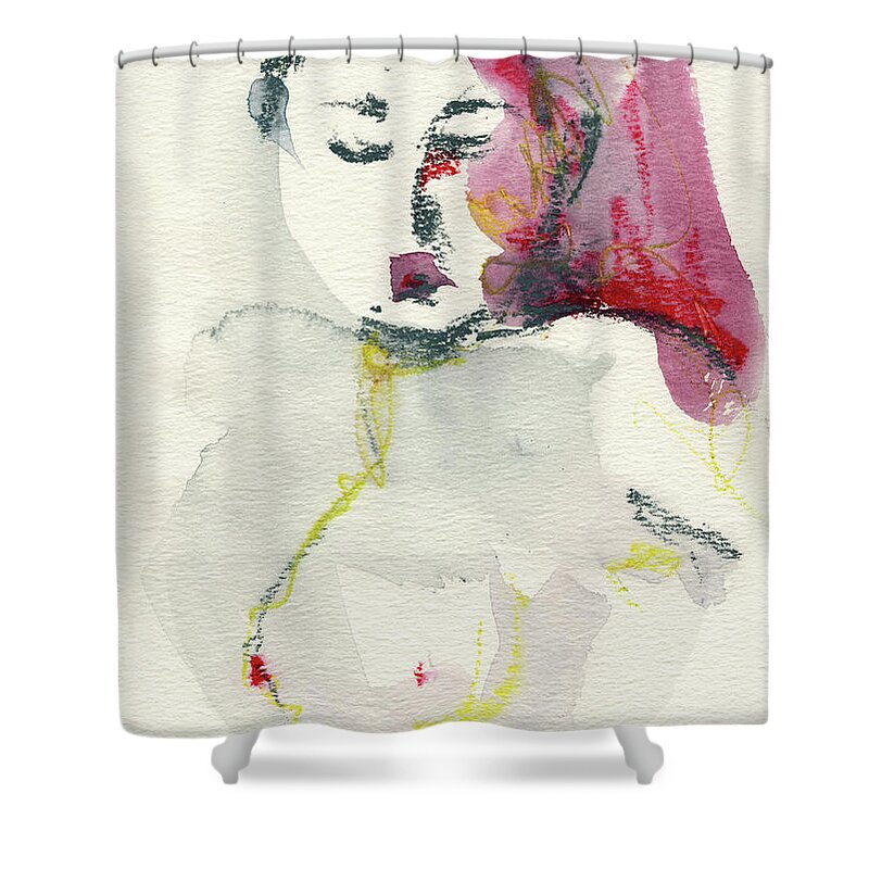 Watercolour Nude Shower Curtain featuring the painting Studio Nude I by Roxanne Dyer