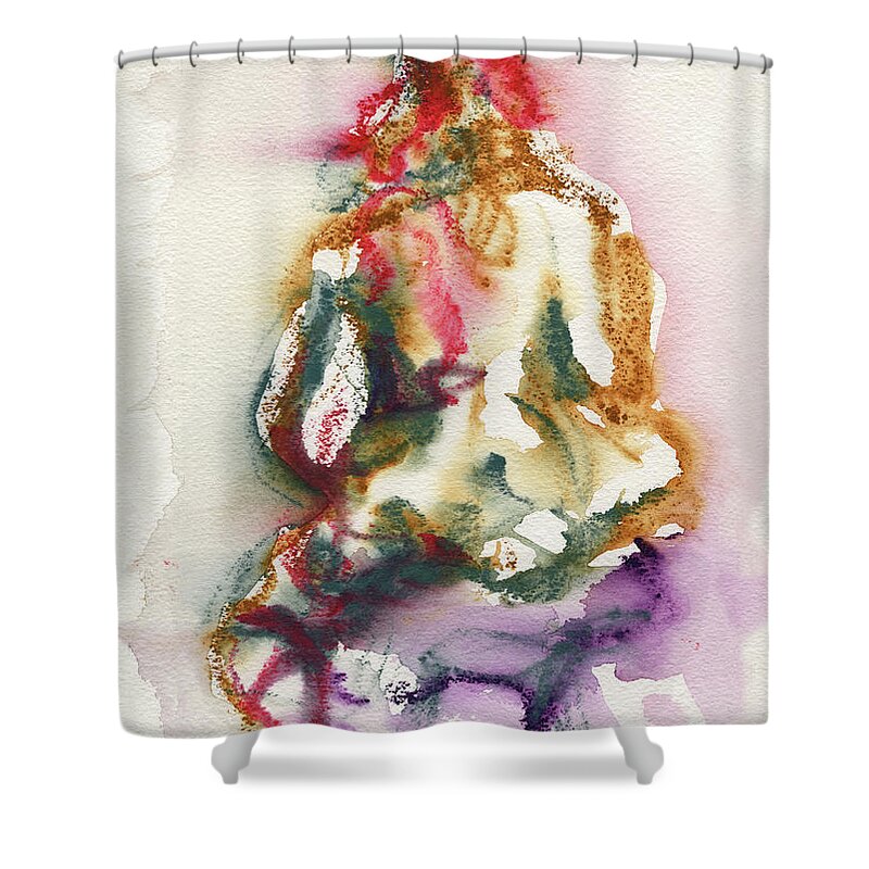 Abstract Nude Watercolour Shower Curtain featuring the painting Studio Nude III by Roxanne Dyer