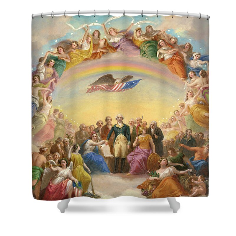 Architecture Shower Curtain featuring the painting Study for the Apotheosis of Washington, U.S. Capitol Dome by Constantino Brumidi