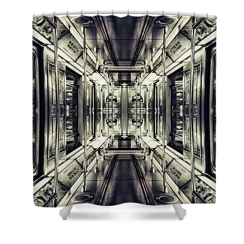Subway Shower Curtain featuring the digital art Subway Reflections by Phil Perkins