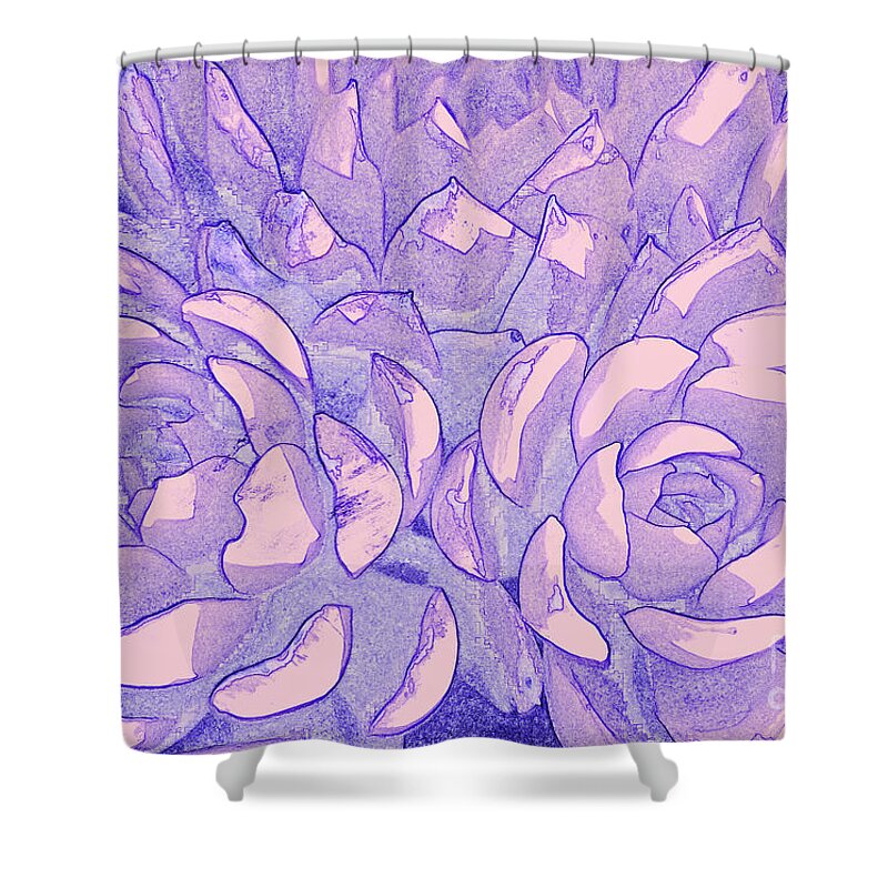 Succulents Shower Curtain featuring the digital art Succulents 6 by Tracey Lee Cassin