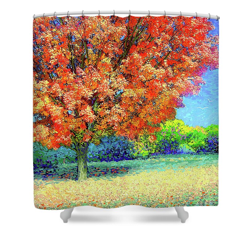 Landscape Shower Curtain featuring the painting Sugar Maple Sunshine by Jane Small