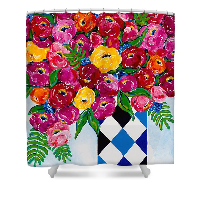 Flower Bouquet Shower Curtain featuring the painting Summer Blooms by Beth Ann Scott