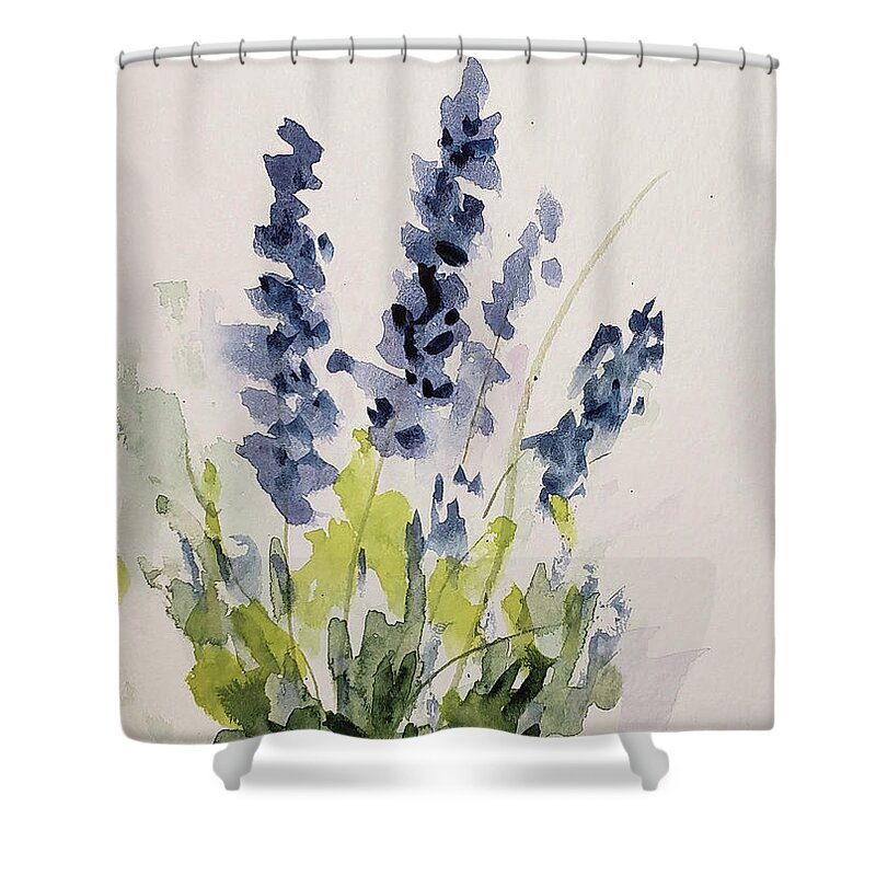 Garden Shower Curtain featuring the painting Summer Blue by Stanton Allaben