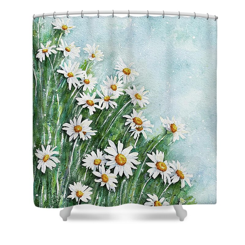 Daisies Shower Curtain featuring the painting Summer Breeze by Lori Taylor