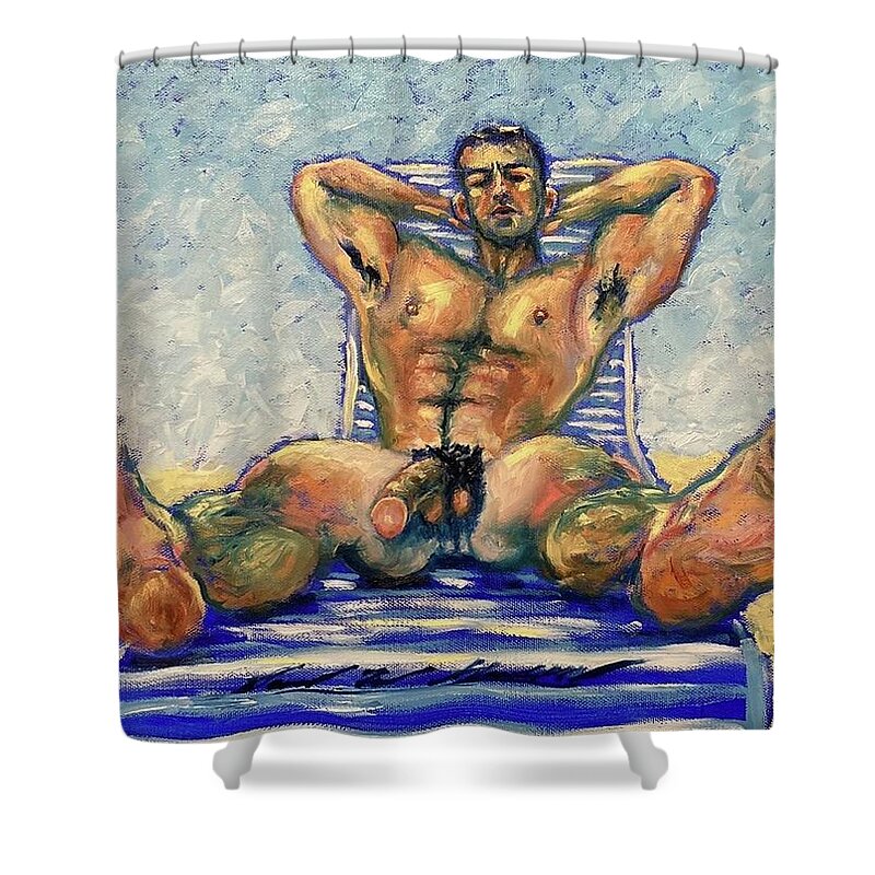 Male Shower Curtain featuring the painting Summer Day by Daniel W Green