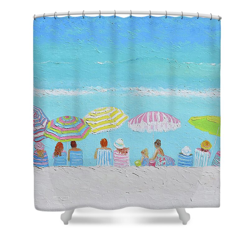 Beach Shower Curtain featuring the painting Summer Days - Beach scene by Jan Matson