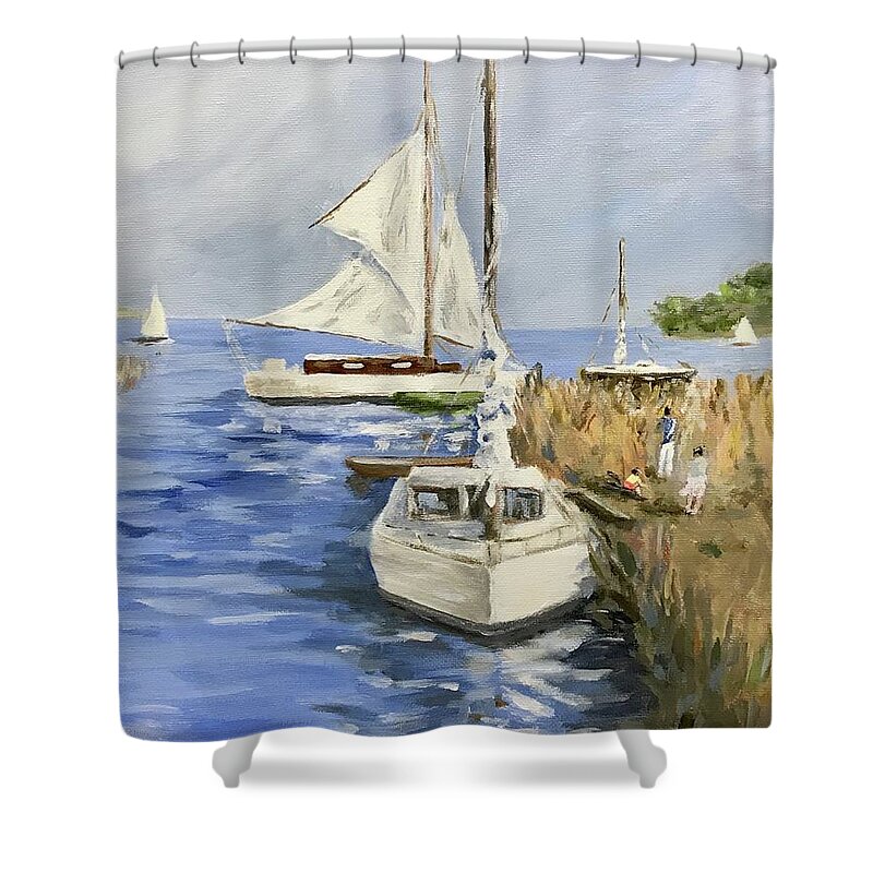 Boating Shower Curtain featuring the painting Summer by Deborah Smith