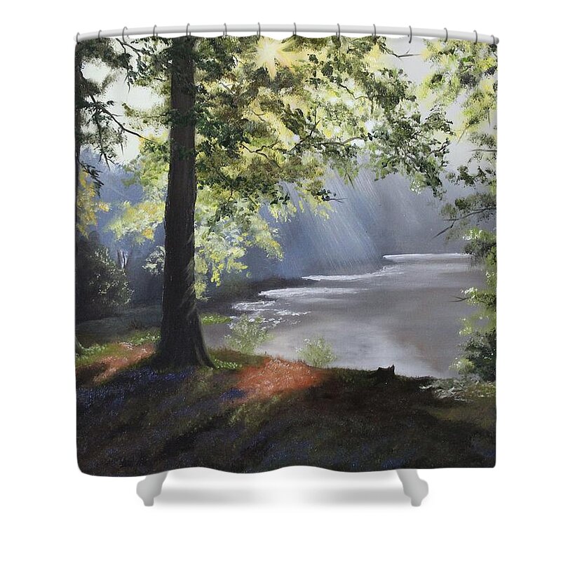 Landscape Shower Curtain featuring the painting Summer Dreams by Berlynn
