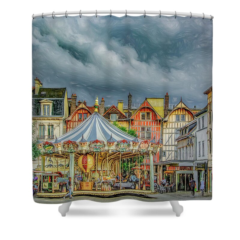 Troyes Shower Curtain featuring the photograph Summer in Troyes, France by Marcy Wielfaert