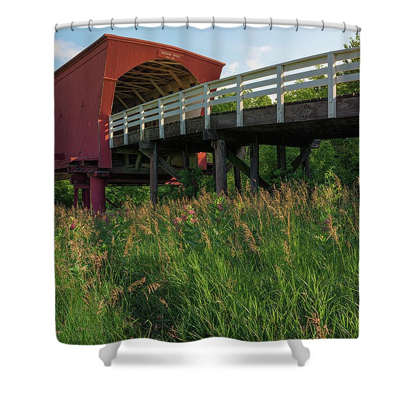 Iowa Shower Curtain featuring the photograph Summer Morning at Roseman Bridge by Kristen Wilkinson