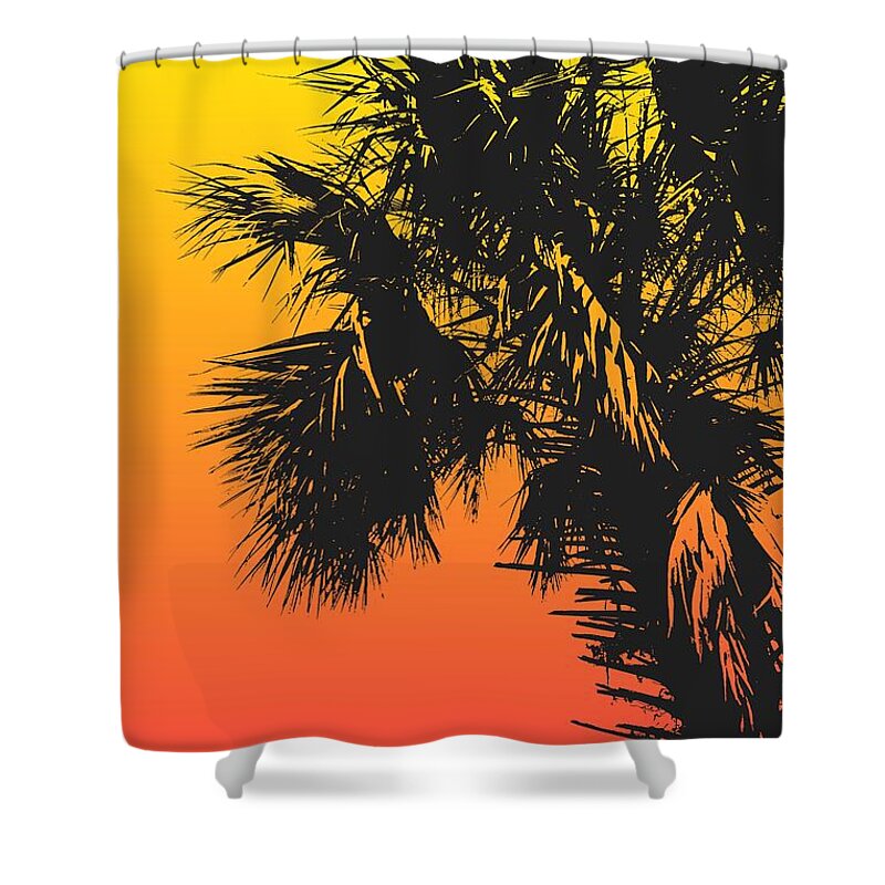 Palm Trees Pop Art Colors Shower Curtain featuring the digital art Summer Palms Pop Art Retro by Dan Sproul