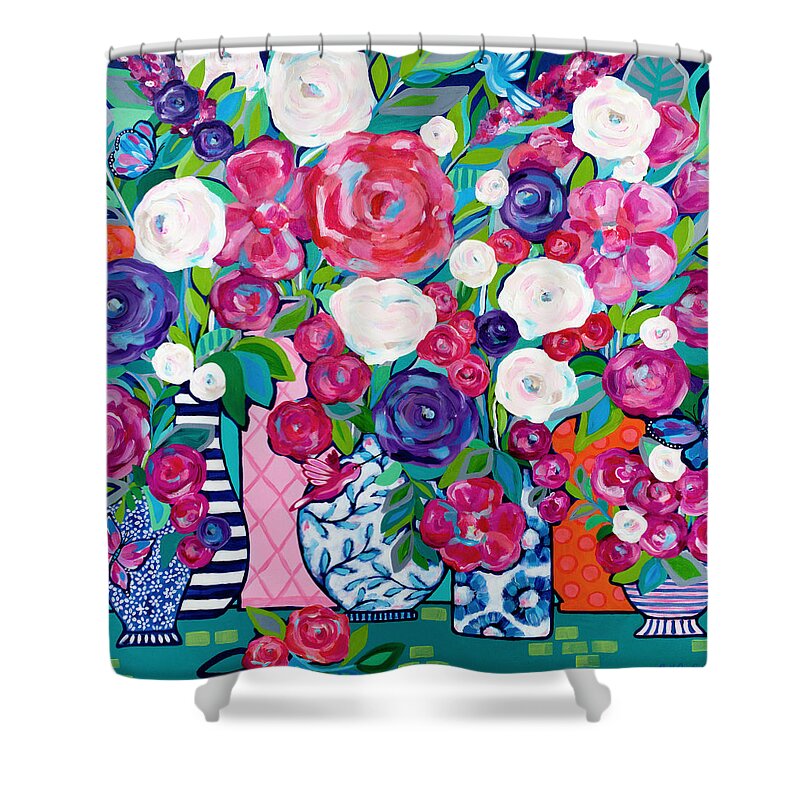 Flowers Shower Curtain featuring the painting Summer Soiree by Beth Ann Scott