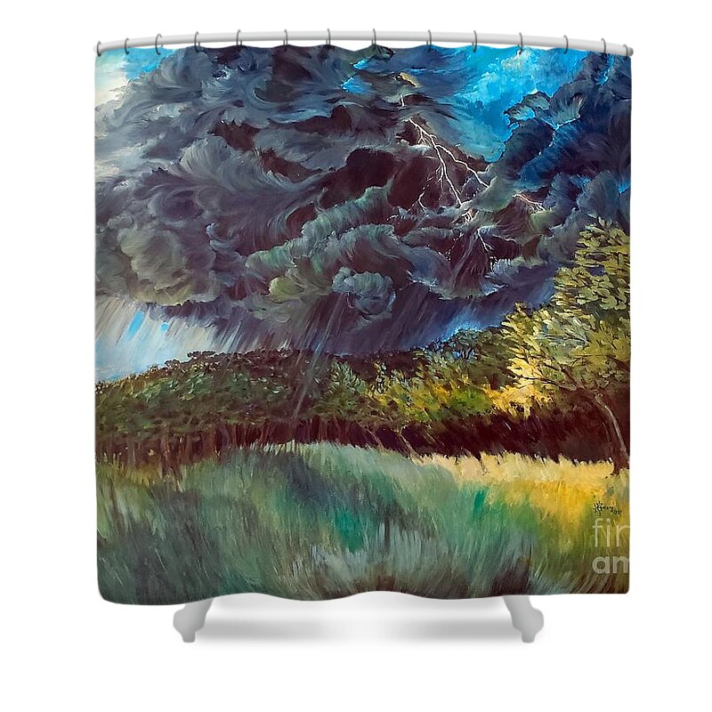 Summer Shower Curtain featuring the painting Summer Squall by Merana Cadorette