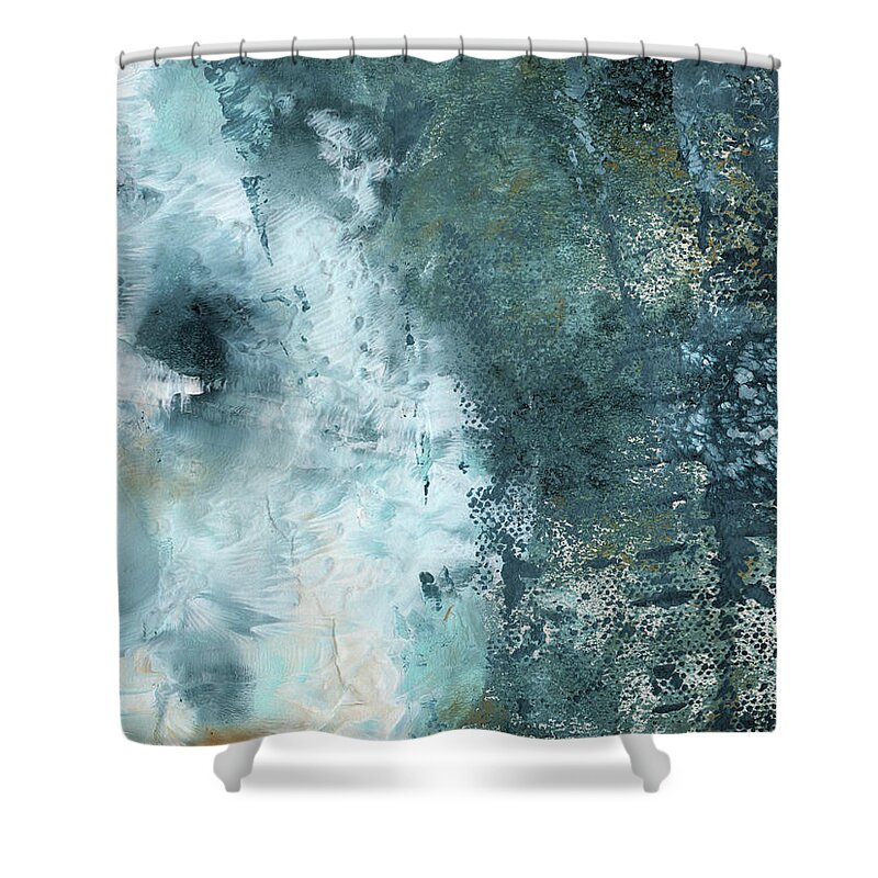 Abstract Shower Curtain featuring the painting Summer Storm- Abstract Art by Linda Woods by Linda Woods