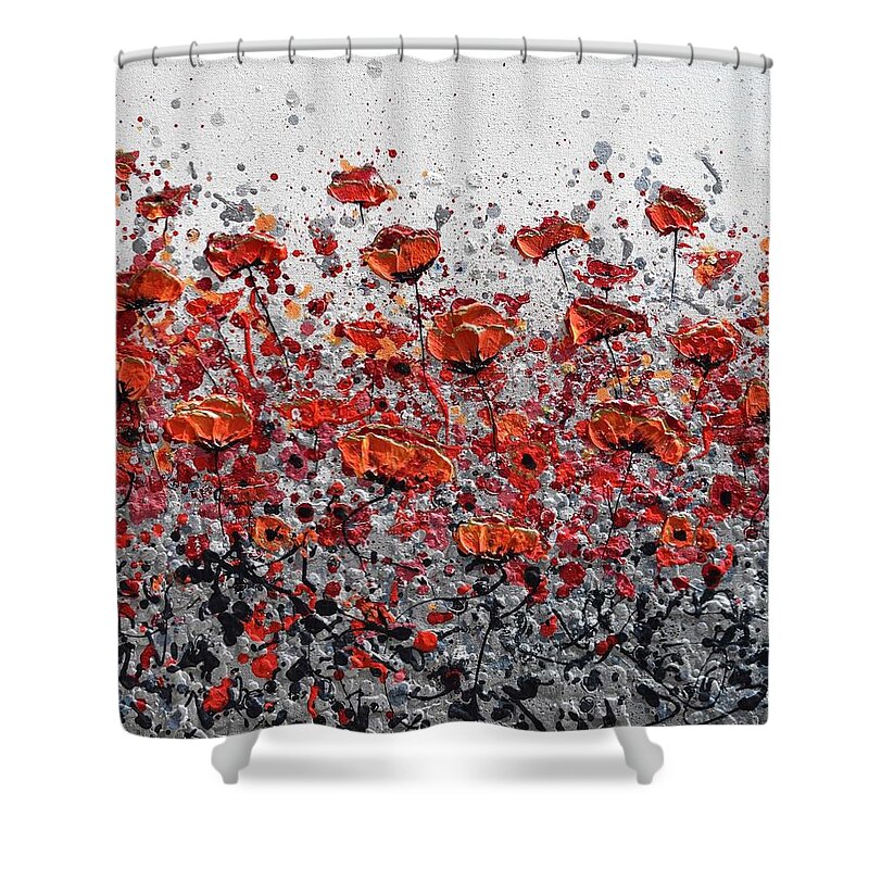 Red Poppies Shower Curtain featuring the painting Summer Time by Amanda Dagg