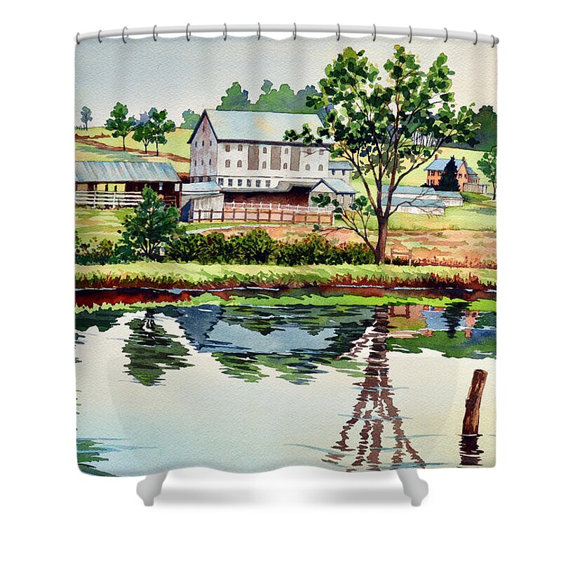 Farm Shower Curtain featuring the painting Summer's Last Morning by Mick Williams
