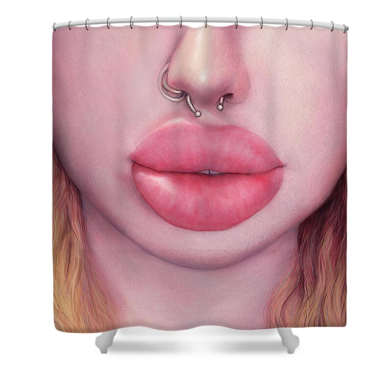 Lips Shower Curtain featuring the painting Summer's Lips by James W Johnson