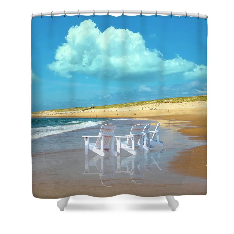Beach Shower Curtain featuring the photograph Summertime Beach by Debra and Dave Vanderlaan
